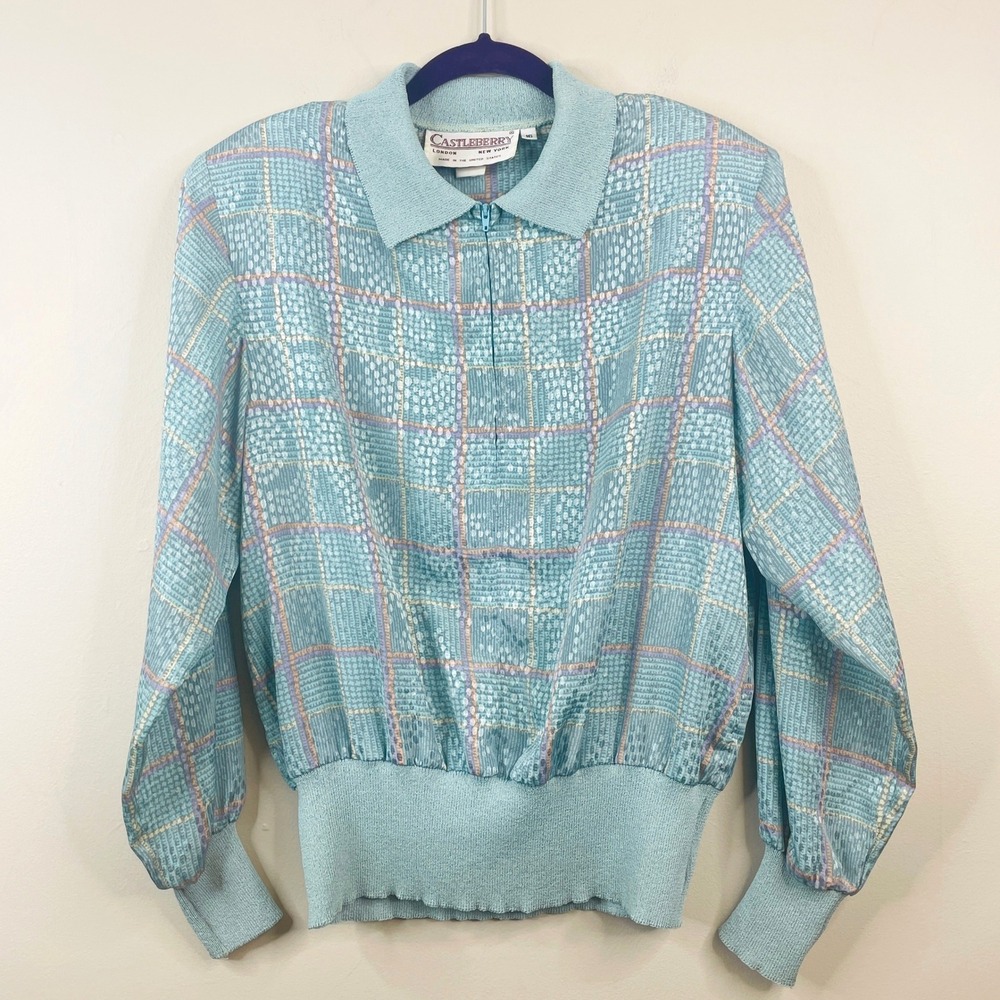 Vintage 80s Castleberry Old Money Top Large Pastel Quiet Luxury Elevated Career